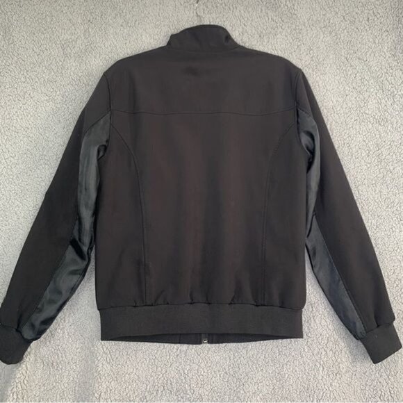 Zara Men’s Zip Front Two Tone Bomber Jacket - Black Size Large, 100% Polyester - Picture 2 of 7